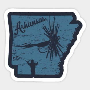 Arkansas Distressed Fly Fishing State Map Sticker